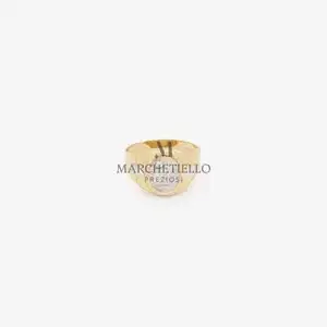 Anello uomo ovale bicolore con zircone