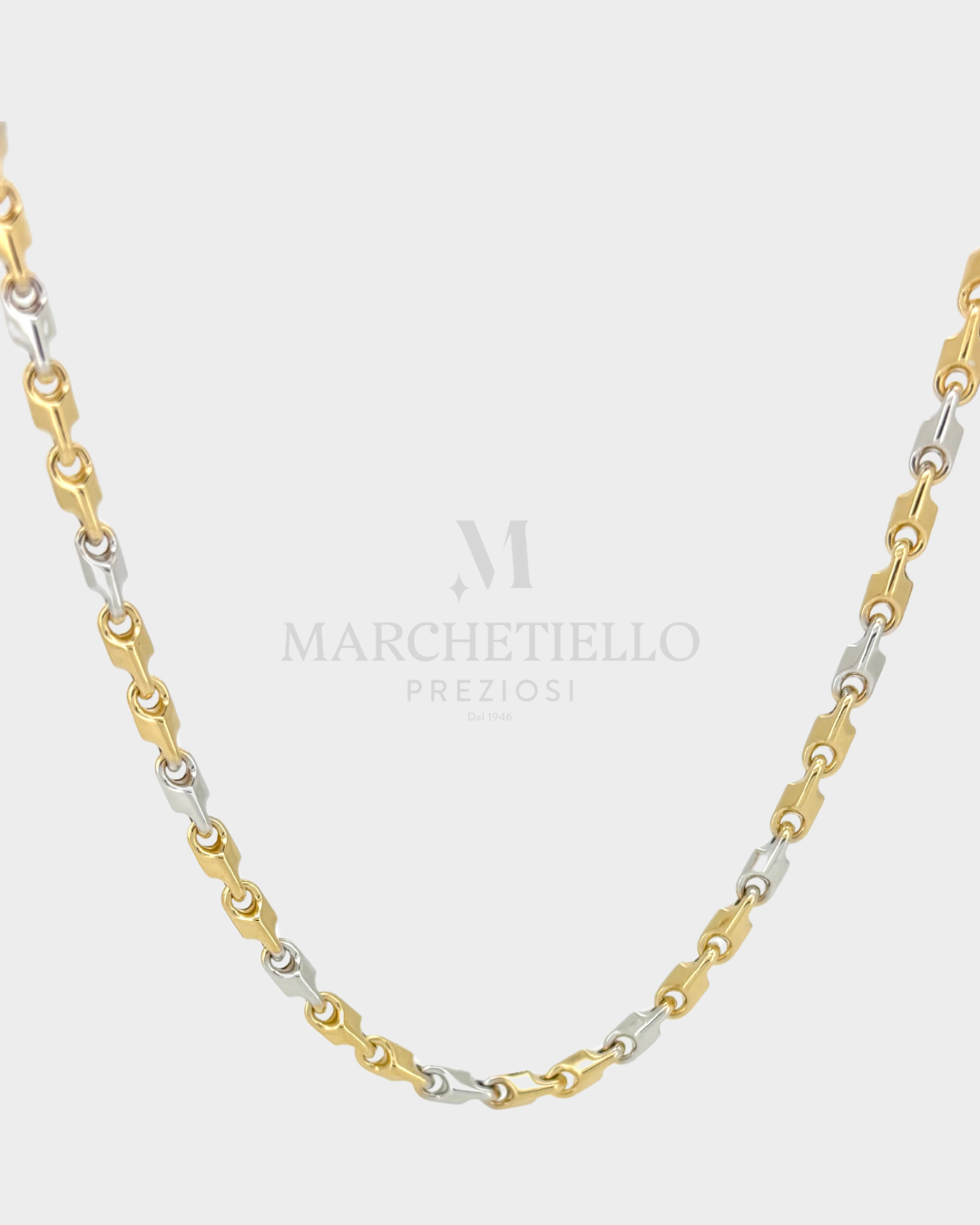 Collana bicolore con maglie geometriche
