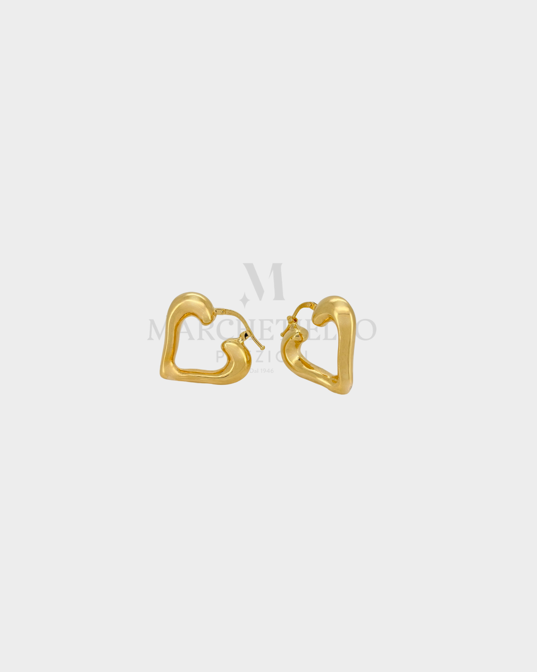 Orecchini cerchi forma cuore elettroformato