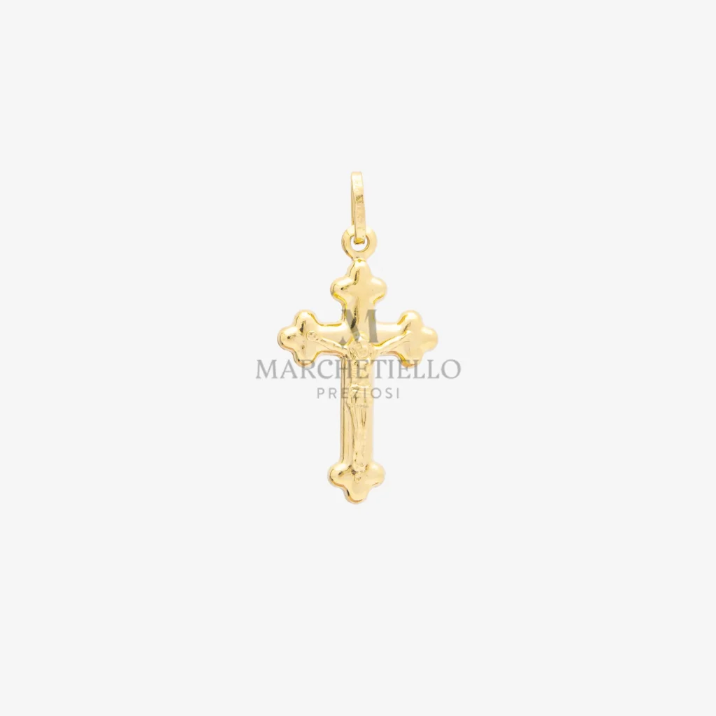Croce con lati a 3 punte arrotondate con Cristo