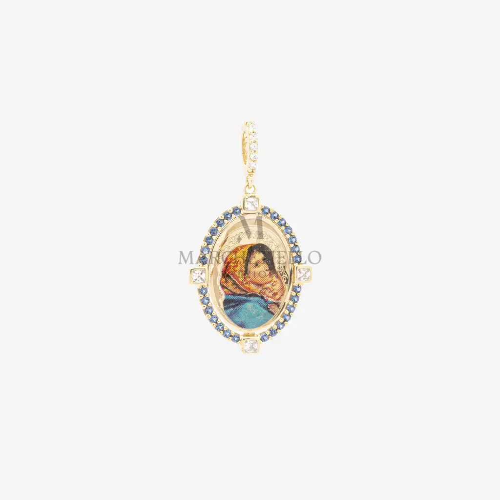 Madonnine smaltate zirconi blu